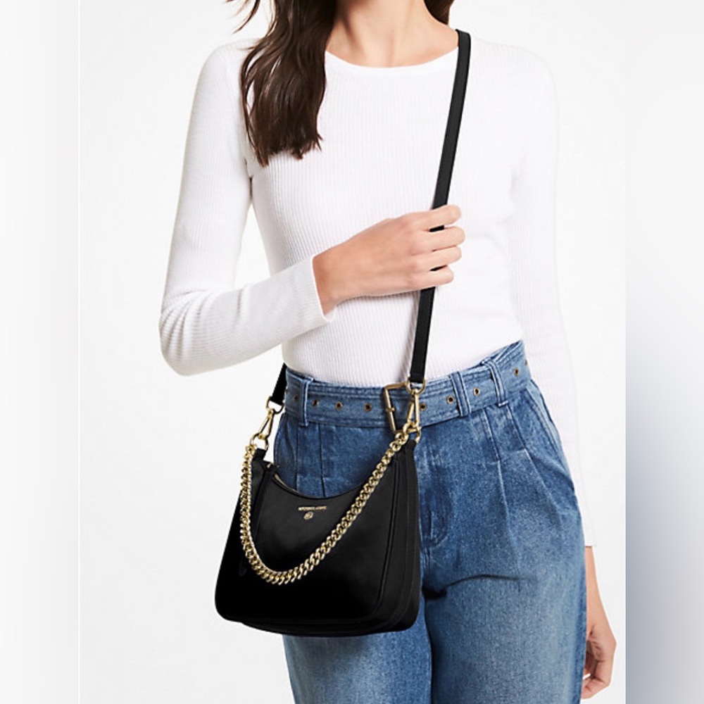 Michael Kors Jet Set Medium Nylon Gabardine Crossbody Bag in Black
